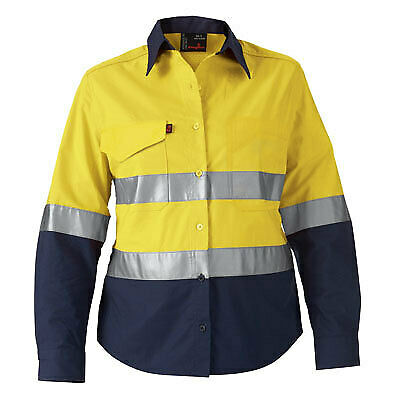 KingGee WorkCool 2 Womens Hi Vis Ref Spliced Shirt L/S Lightweight K44544-KarWorkwear