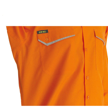 DNC Mens HiVis RipStop Cotton Cool Shirt S/S Lightweight Breathable Comfort 3583-KarWorkwear