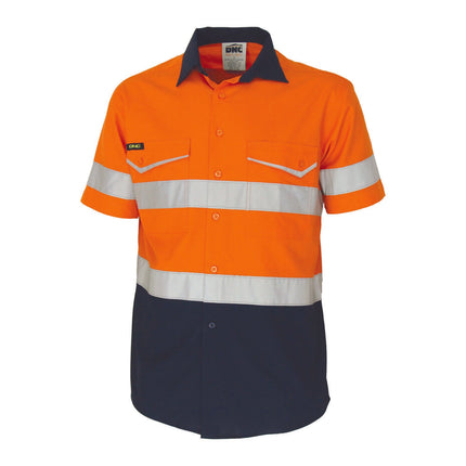 DNC Mens 2Tone RipStop Cotton Shirt CSR Reflective Lightweight Breathable 3587-KarWorkwear