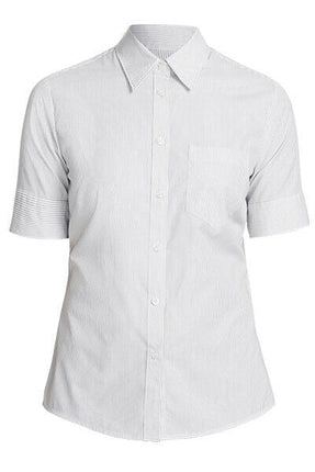 NNT Womens Cotton Shirts Fine Stripe Formal Short Sleeve Action Back CATU5N-KarWorkwear