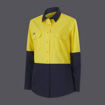 KingGee Womens WORKCOOL Vented Spliced Lightweight Pocket Cool Shirt L/S K44226-KarWorkwear