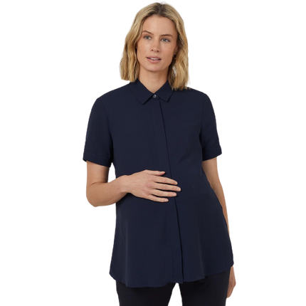 NNT Womens Georgie Maternity Shirt Relaxed Fit Navy Soft Collar Shirt CATUKB-KarWorkwear