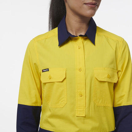 KingGee Womens Workcool Vented Closed Front Spliced Two Toned Shirt K44211-KarWorkwear