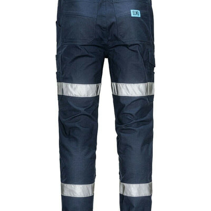 Elwood Mens Reflective Cuffed Work Pants Taped Pant Stretch Canvas Cargo EWD107-KarWorkwear