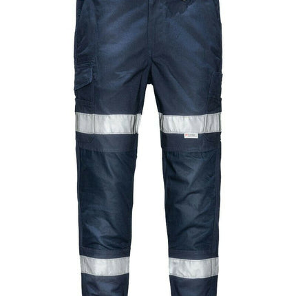 Elwood Mens Reflective Cuffed Work Pants Taped Pant Stretch Canvas Cargo EWD107-KarWorkwear