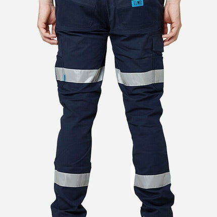 Mens Elwood Work Road Pants Stretch Canvas Phone Pocket Taped Safety Slim EWD106-KarWorkwear