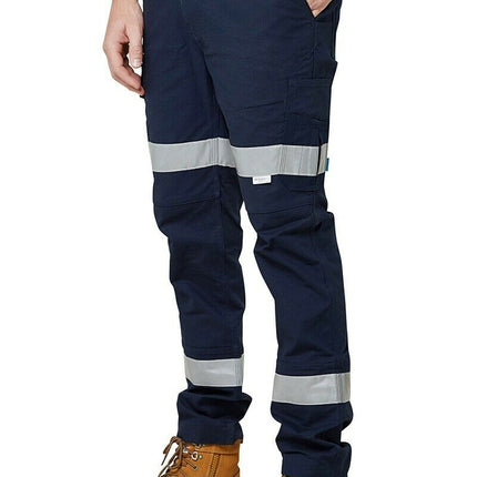Mens Elwood Work Road Pants Stretch Canvas Phone Pocket Taped Safety Slim EWD106-KarWorkwear