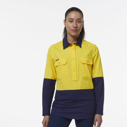 KingGee Womens Workcool Vented Closed Front Spliced Two Toned Shirt K44211-KarWorkwear