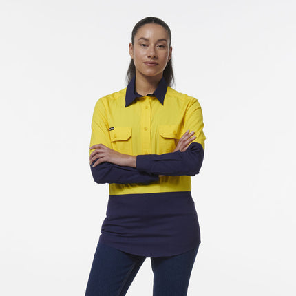 KingGee Womens Workcool Vented Closed Front Spliced Two Toned Shirt K44211-KarWorkwear