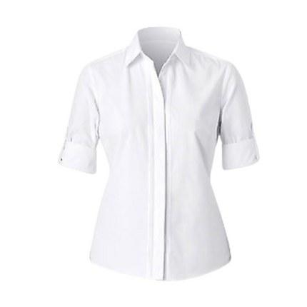 NNT Womens Polycotton 3/4 Rollup Shirt White Classic Business Shirt CAT4M9-KarWorkwear