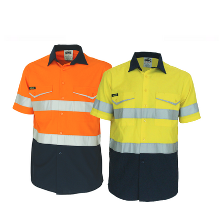 DNC Mens 2Tone RipStop Cotton Shirt CSR Reflective Lightweight Breathable 3587-KarWorkwear