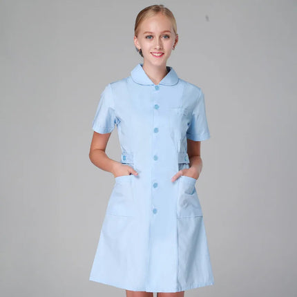 Scrub Uniforms Dress Robe White Women Nursing Scrubs Jacket Full Length Poly Cotton SPA Beautician Veterinary Work Wear Uniform-KarWorkwear