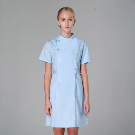 Scrub Uniforms Dress Robe White Women Nursing Scrubs Jacket Full Length Poly Cotton SPA Beautician Veterinary Work Wear Uniform-KarWorkwear
