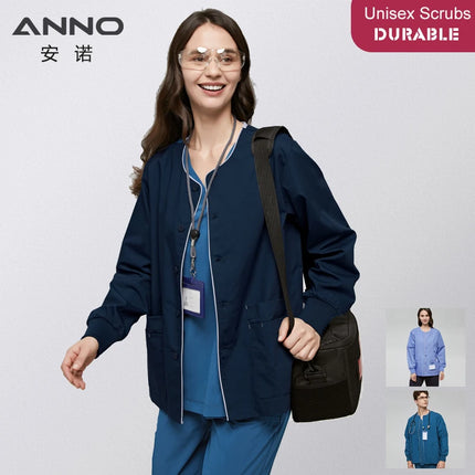 Long Sleeves Scrubs Jacket Pretty Outfit Nurse Out Coat Doctor Shirt Hospital Nursing Staff Uniforms Autumn Winter Work Wear-KarWorkwear