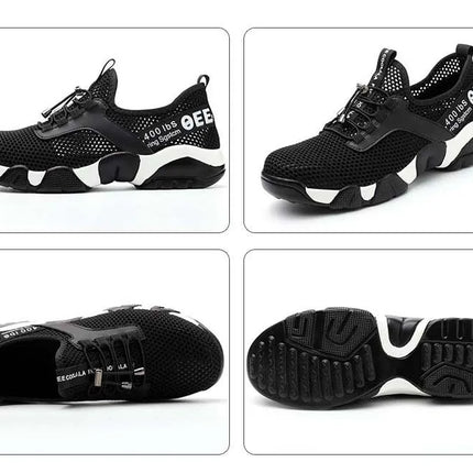 2024 New Men Steel Nose Safety Work Shoes Grid Lightweight Breathable Women Casual Sneaker Prevent Piercing Protective Boots 48-KarWorkwear