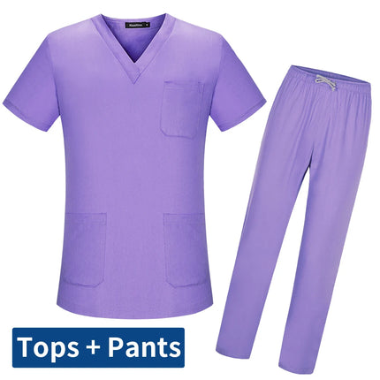 New Women's Scrubs Set V-neck Medical Uniform Short Sleeve Surgical Scrub Uniform Laboratory Work Clothes Dentist Nurse Workwear-KarWorkwear