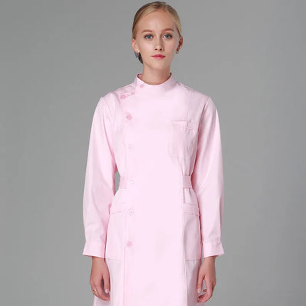 Scrub Uniforms Dress Robe White Women Nursing Scrubs Jacket Full Length Poly Cotton SPA Beautician Veterinary Work Wear Uniform-KarWorkwear