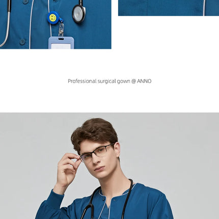 Long Sleeves Scrubs Jacket Pretty Outfit Nurse Out Coat Doctor Shirt Hospital Nursing Staff Uniforms Autumn Winter Work Wear-KarWorkwear
