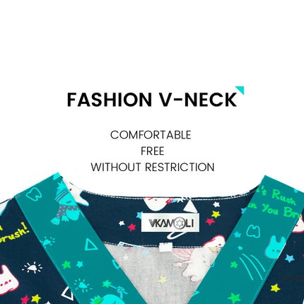 Cat print Pet hospital clinic Dentist lab medical nurse Surgical working Short sleeve Scrub tops +Jogger Pants Doctor uniforms-KarWorkwear