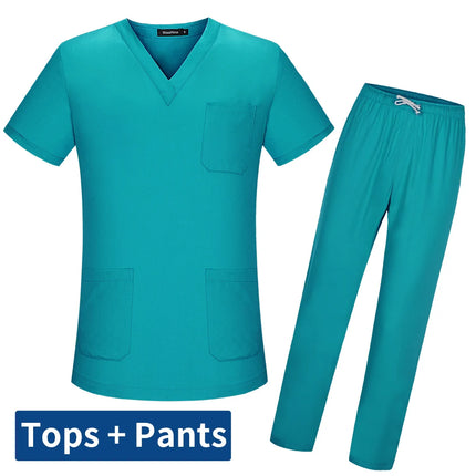 New Women's Scrubs Set V-neck Medical Uniform Short Sleeve Surgical Scrub Uniform Laboratory Work Clothes Dentist Nurse Workwear-KarWorkwear