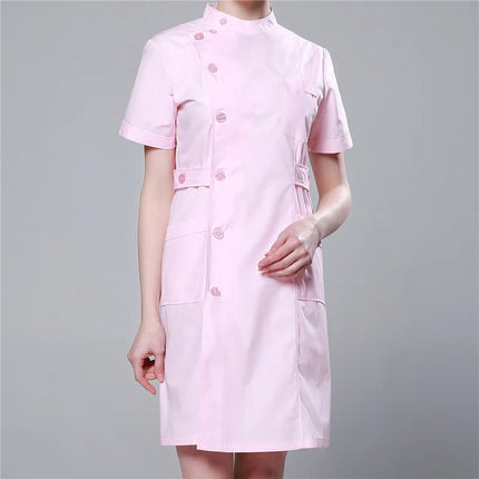 Scrub Uniforms Dress Robe White Women Nursing Scrubs Jacket Full Length Poly Cotton SPA Beautician Veterinary Work Wear Uniform-KarWorkwear