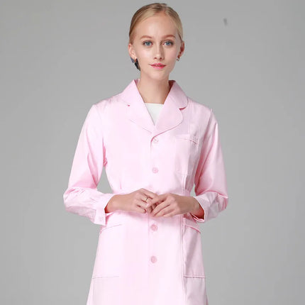 Scrub Uniforms Dress Robe White Women Nursing Scrubs Jacket Full Length Poly Cotton SPA Beautician Veterinary Work Wear Uniform-KarWorkwear