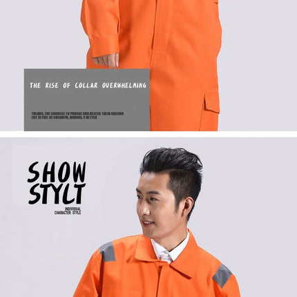 Cotton Work Uniforms Long Sleeve Safety Reflective Electrician Sailor Overall Workshop Auto Repair Fire-resistant Welding Suits-KarWorkwear