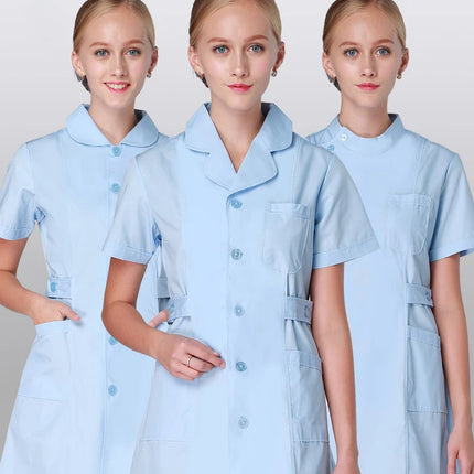 Scrub Uniforms Dress Robe White Women Nursing Scrubs Jacket Full Length Poly Cotton SPA Beautician Veterinary Work Wear Uniform-KarWorkwear