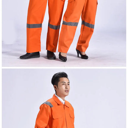 Cotton Work Uniforms Long Sleeve Safety Reflective Electrician Sailor Overall Workshop Auto Repair Fire-resistant Welding Suits-KarWorkwear