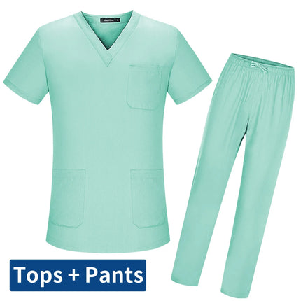 New Women's Scrubs Set V-neck Medical Uniform Short Sleeve Surgical Scrub Uniform Laboratory Work Clothes Dentist Nurse Workwear-KarWorkwear