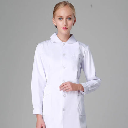 Scrub Uniforms Dress Robe White Women Nursing Scrubs Jacket Full Length Poly Cotton SPA Beautician Veterinary Work Wear Uniform-KarWorkwear