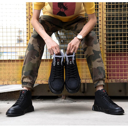 Winter Boots Safety Shoes Men High Quality Leather Shoes Indestructible Work Shoes Safety Steel Toe Shoes Plush Warm Men Boots 9-KarWorkwear