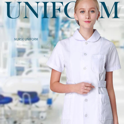 Scrub Uniforms Dress Robe White Women Nursing Scrubs Jacket Full Length Poly Cotton SPA Beautician Veterinary Work Wear Uniform-KarWorkwear