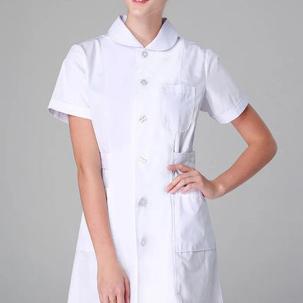Scrub Uniforms Dress Robe White Women Nursing Scrubs Jacket Full Length Poly Cotton SPA Beautician Veterinary Work Wear Uniform-KarWorkwear