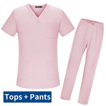 New Women's Scrubs Set V-neck Medical Uniform Short Sleeve Surgical Scrub Uniform Laboratory Work Clothes Dentist Nurse Workwear-KarWorkwear