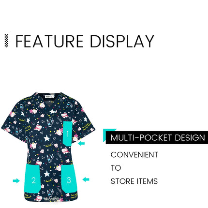 Cat print Pet hospital clinic Dentist lab medical nurse Surgical working Short sleeve Scrub tops +Jogger Pants Doctor uniforms-KarWorkwear