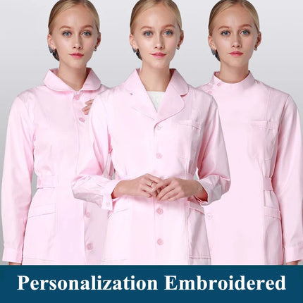 Scrub Uniforms Dress Robe White Women Nursing Scrubs Jacket Full Length Poly Cotton SPA Beautician Veterinary Work Wear Uniform-KarWorkwear