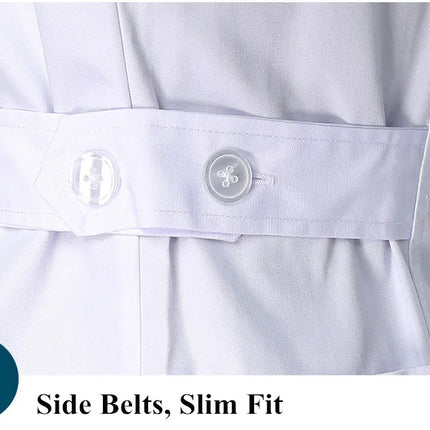 Scrub Uniforms Dress Robe White Women Nursing Scrubs Jacket Full Length Poly Cotton SPA Beautician Veterinary Work Wear Uniform-KarWorkwear