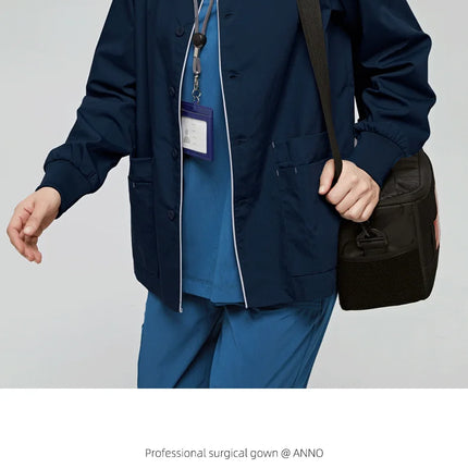 Long Sleeves Scrubs Jacket Pretty Outfit Nurse Out Coat Doctor Shirt Hospital Nursing Staff Uniforms Autumn Winter Work Wear-KarWorkwear