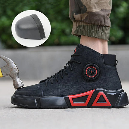 Winter Boots Safety Shoes Men High Quality Leather Shoes Indestructible Work Shoes Safety Steel Toe Shoes Plush Warm Men Boots 9-KarWorkwear