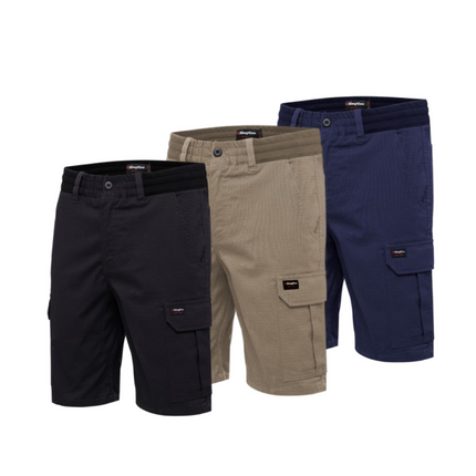 KingGee Shorts Mens Rib Comfort Waist Short Comfort Cargo Stretch Ripstop K17007-KarWorkwear
