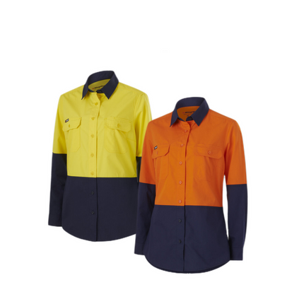 KingGee Womens WORKCOOL Vented Spliced Lightweight Pocket Cool Shirt L/S K44226-KarWorkwear