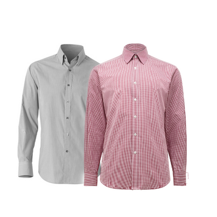 NNT Mens Formal Gingham Long Sleeve Under Collar Check Shirts Business CATDGZ-KarWorkwear