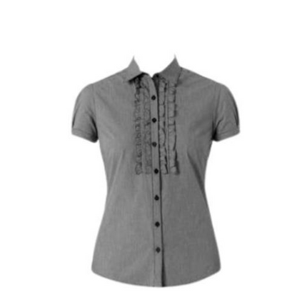 NNT Womens Discontinued Mini Check Cap Sleeve Frill Shrill Business Shirt CAT48Z-KarWorkwear