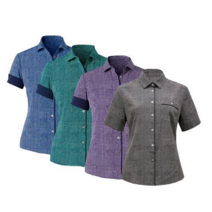 NNT Womens Pixel Print S/S Action Back Shirt Collared Button Shirt CAT9S2-KarWorkwear