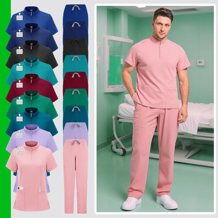 Hospital Workwear Medical Uniforms V-neck Doctor Nurse Work Clothes Surgery Scrub Set Dental Pharmacy Workwear Short Sleeve Suit