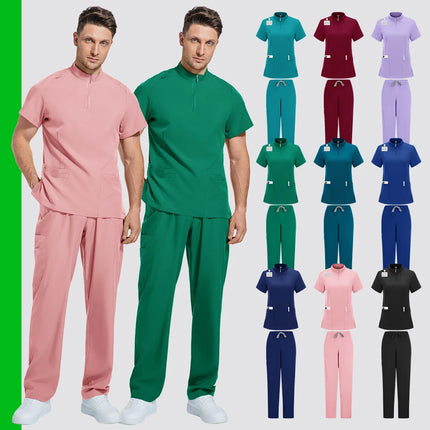 Hospital Workwear Medical Uniforms V-neck Doctor Nurse Work Clothes Surgery Scrub Set Dental Pharmacy Workwear Short Sleeve Suit
