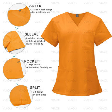 14 Colors Medical Uniforms Women Men Fashion Summer Nurse Uniforms Cool High Fabric Workwear Medical Clothes Nursing Tops Pants-KarWorkwear