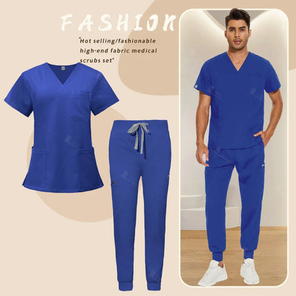 Red Nursing Uniforms Unisex Medical Top Pants Clinical Uniform Men Nursing Clothes Doctor Nurse Scrubs Sets Dentist Vet Workwear-KarWorkwear