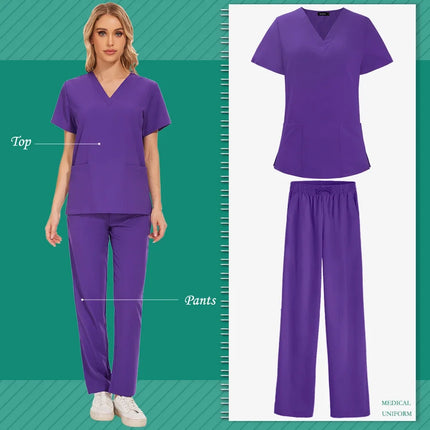 Aesthetic Uniforms Woman Beauty Manicurist Work Wear Hot Sales Scrubs Top Blouse Nursing Pants High-quality Scrub Suit Wholesale-KarWorkwear